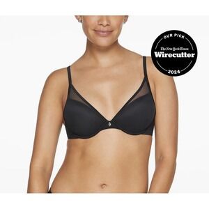 Thirdlove 40C 24/7 Classic Contour Plunge Bra Padded Underwire Wired Solid Black